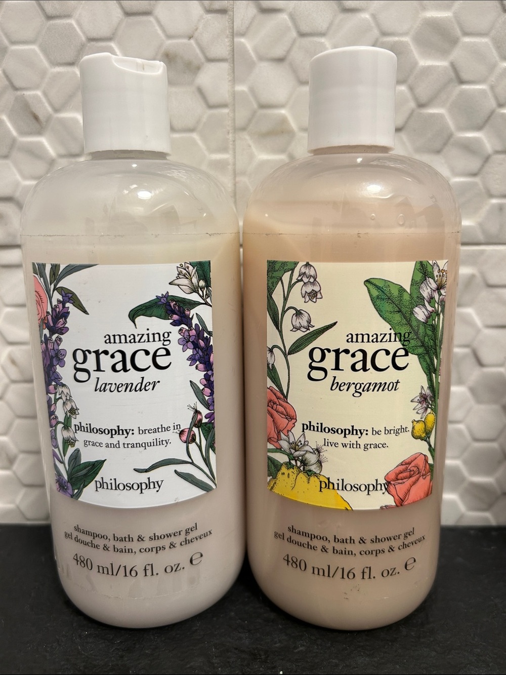 NWT 🆕 TWO Philosophy Amazing Grace Lavender & Bergamot Shampoo & Shower Gels